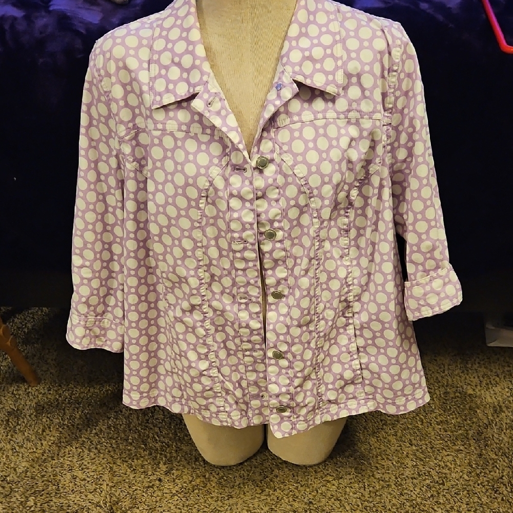 CJ Banks Lavender Polka Dot Blazer
